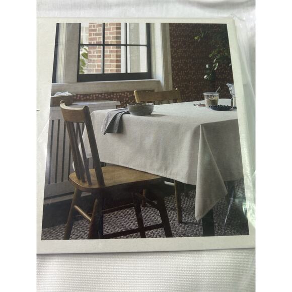 Threshold Rectangular Solid Tablecloth - Neutral W60” x L120” - Seats 10 to 12 - Picture 3 of 6